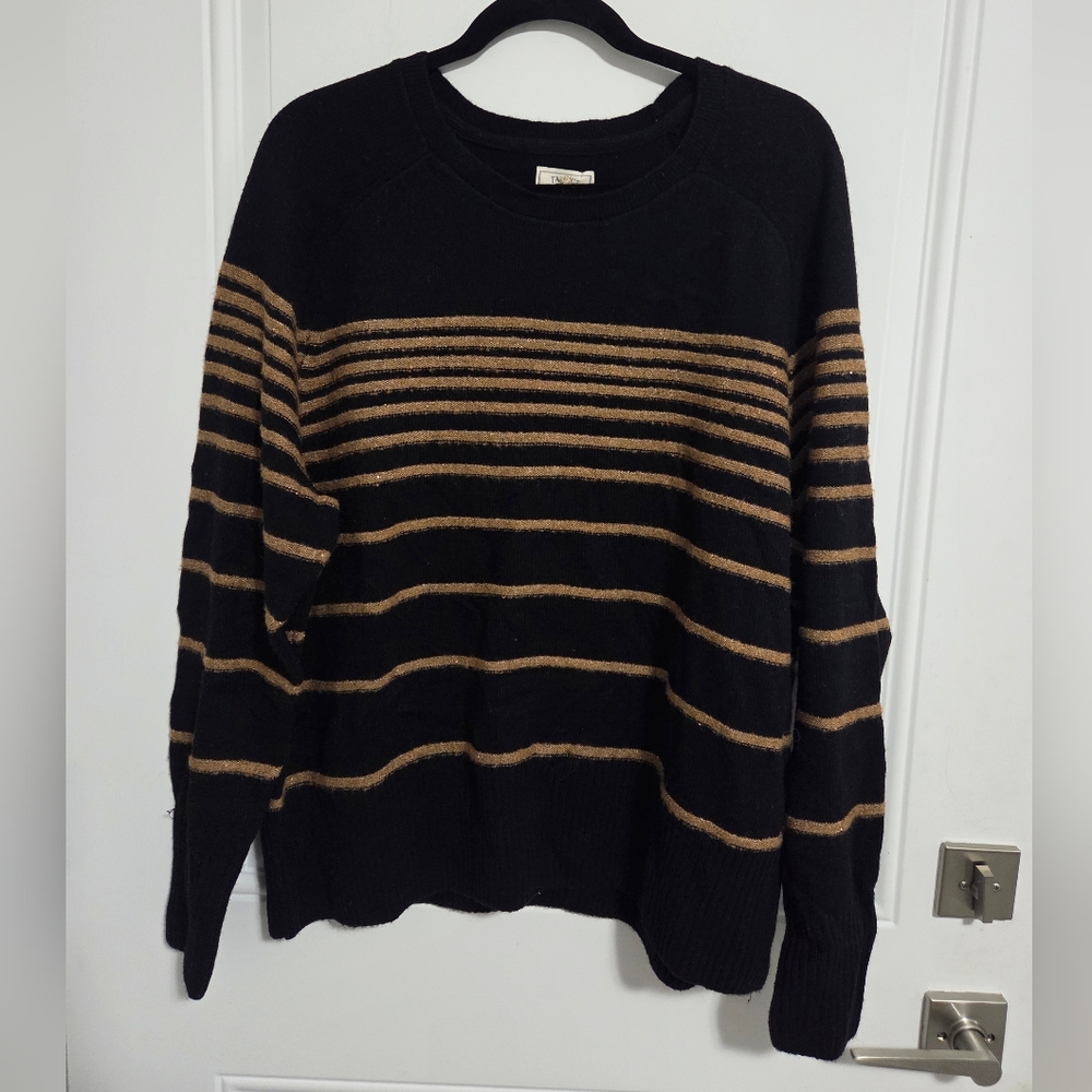 NWT - Fat Face Women's Wool Cashmere Blended Sparkly Striped Sweater - US 14/XL